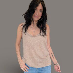 J. Crew Tan Tank Top with Gold Threading - Large